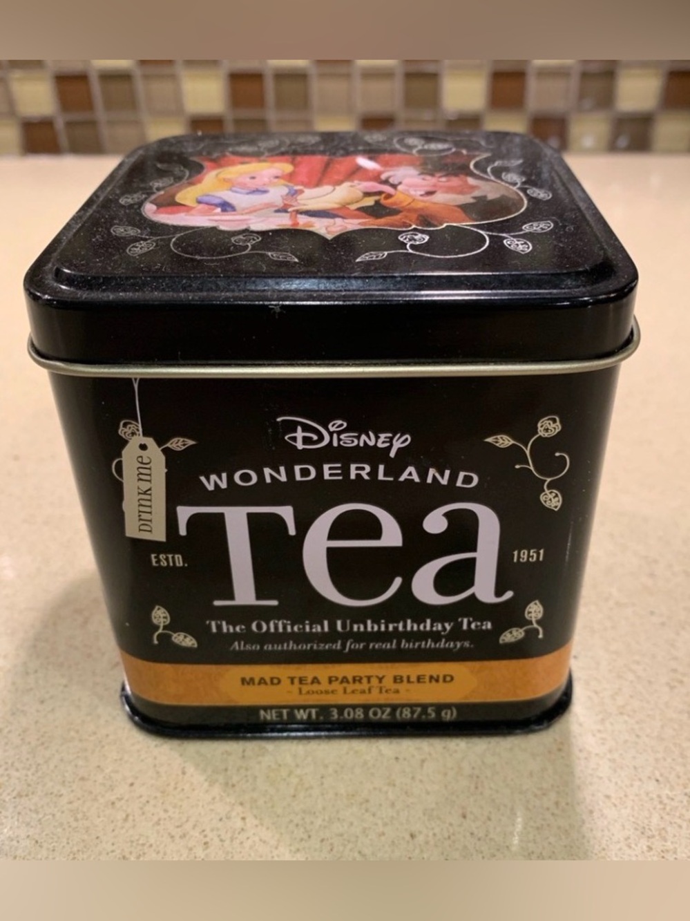 Disney Alice in Wonderland Mad Tea Party Metal Tea Tin Canister